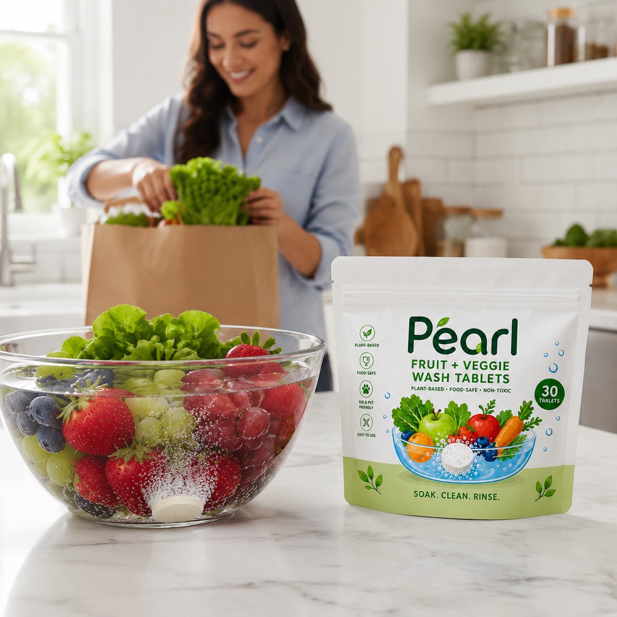 Pearl Fruit & Veggie Wash Tablets - 30 tablets per pack